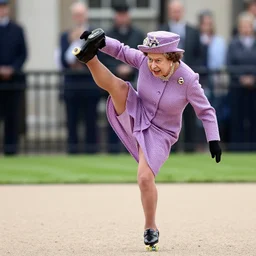 queen elisabeth ii doing a kickflip