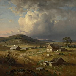 American West scenery, XIXth century painting, no frame