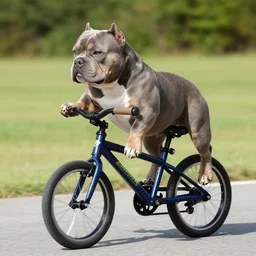 american bully riding a bike