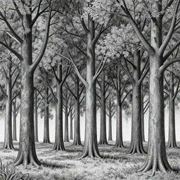 “geometrically surreal order of trees, extremely high detail, photorealistic, intricate line drawings, dotart, album art in the style of James Jean”