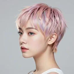 hyper-detailed Portrait of a cute woman vibrant pixie hair by Yanjun Cheng and Hsiao-Ron Cheng and Ilya Kuvshinov, 3/4 profile, portrait photography, rim lighting, realistic eyes, photorealism pastel, illustration