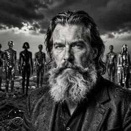 wet plate photography karl urban with long beard, giger, beksinski, barlowe