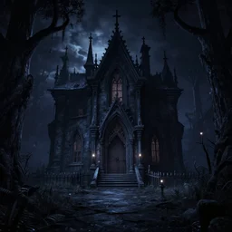 darkness scene, inspired by Tim Burton, Unreal Engine 4k
