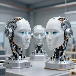 Robotic human heads under construction