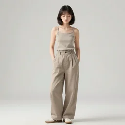 portrait of a girl in long pants and a top, hands in pockets, eyes closed, bob haircut, digital art, black and white, lineart by junji ito