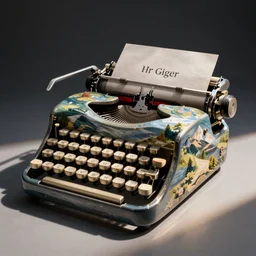 product photo : a typewriter designed by hr giger