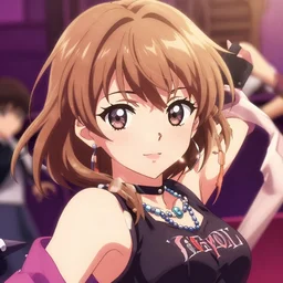 jazzy anime girl challenges you to a dance - off, beautiful and detailed face and eyes, upper body, pixiv contest winner