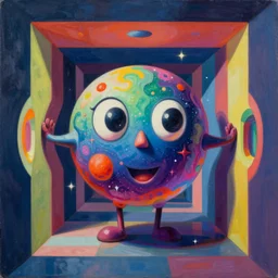an extremely high quality hd surrealism painting of the 3d soul of a 4d galactic neon complimentary colored cartoon surrealism melting optical illusion hallway by a much more skilled version of kandinskypicasso and salvia dali the fourth, 8k, clear shapes, defined edges, ultra realistic, super realistic,