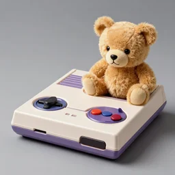 1980s video game console with a design inspired by a teddy bear