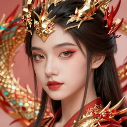 obsidian dragon ifrit, portrait of a beautiful woman, high detail, vibrant colors, face, by gaston bussiere, bayard wu, greg rutkowski, auguste bourotte, bastien deharme, masterpiece, sharp focus, cinematic lightning