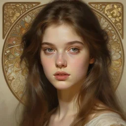 ''young pretty female, diffuse lighting, face portrait, fantasy, intricate, elegant, highly detailed, lifelike, photorealistic, digital painting, artstation, illustration, concept art, smooth, sharp focus, naturalism, trending on byron's - muse, by greg rutkowski and greg staples and alphonse mucha