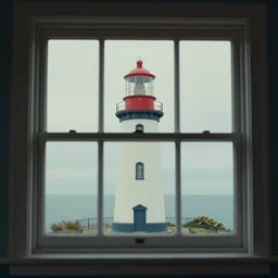 symmetry! view through a window of a lighthouse, by wes anderson