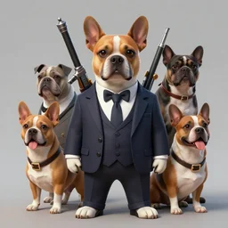 dog wearing suit with weapons, 4 k, art station concept art, highly detailed