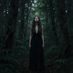 digital art, woman, forest, darkness