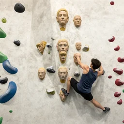 bouldering wall made of human faces, photo, iso, mm, octane,