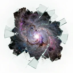 broken glass shards, space nebulae, irregular, non-symmetrical fractals