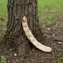 a bean sitting next to a tree, realistic