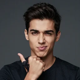 a portrait of a very hot young man, trying to flirt, it is working