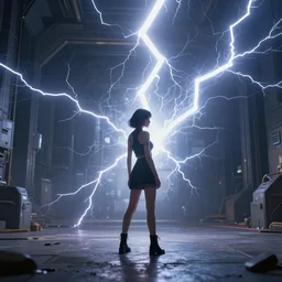 high quality portrait photo back into the chamber turning a woman standing in the middle, volumetric lightning, concept art by cedric peyravernay, cgsociety, neo - figurative, unreal engine 5, physically based rendering