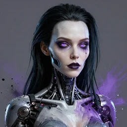 woman portrait made out of paint, beautiful, cyborg, octane render, tim burton comic book art