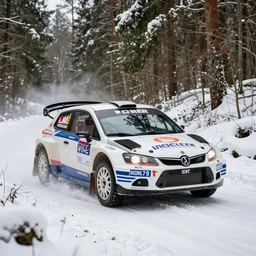 a 2 0 1 0 mosler mt 9 0 0 s, racing through a rally stage in a snowy forest