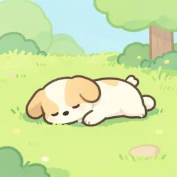 a cute dog sleeping in a park, pastel art, pastel colors