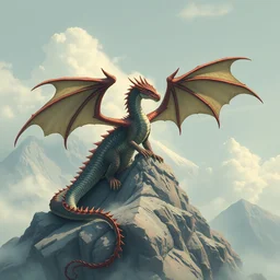 dragon sit on a mountain