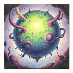 a beautiful illustration of a strange alien world by sparth | Daniel Merriam:.1 | Graphic Novel, Visual Novel, Colored Pencil, Comic Book:.2