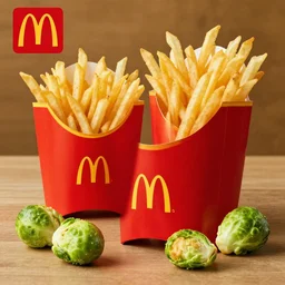 a mcdonald's ad for french fries but they are brussel sprouts
