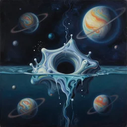 drowning in the deep space ocean filled with tesseracts, paint pour, greg rutkowski, wlop, oil on canvas, poured paint, paint pour, canvas, 4 d, 5 d, 6 d, 7 d, planets, wormhole, wallpaper, 4 k, james webb, telescope, wallpaper
