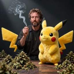 joe rogan smoking weed with pikachu