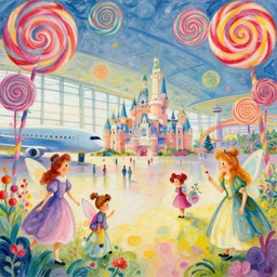 photo of airport : 4 whimsical fairy wonderland vibrant colors candyland wonderland : 5 gouache swirls detailed by beatrix potter daniela uhlig and jamie hewlett : 1
