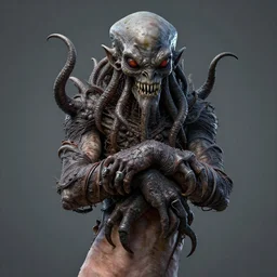 a cthulhu wrapped around a human arm, photorealism, digital art, trending on artstation, heightmap