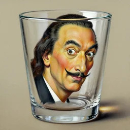 a realistic glass cup painting by salvador dali, fine details