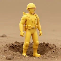 a burrowing soldier in yellow equipment