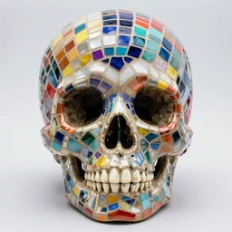 mosaic skull multicolor 3 d painted