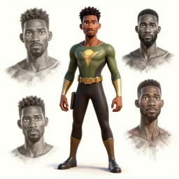 nigerian superhero, pixar, digital painting, character designs, exquisite detail, cinematic, intricate