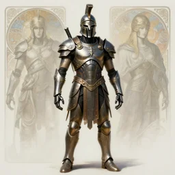 portrait of a man wearing  cyborg armor, Spartan hoplite design, subject in the center of the frame, wide angle shot, diffuse lighting, fantasy, intricate, elegant, highly detailed, lifelike, photorealistic, digital painting, artstation, illustration, concept art, smooth, sharp focus, art by John Collier and Albert Aublet and Krenz Cushart and Artem Demura and Alphonse Mucha