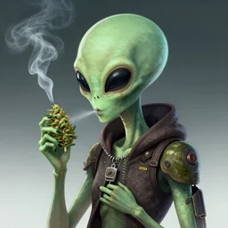 Alien smoking weed, digital art, featured on artstation, fine details