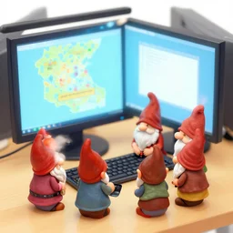 groups of tiny gnomes working hard inside a computer