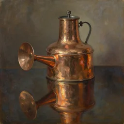 oil painting of copper still by anders zorn, wonderful art by greg rutkowski, beautiful cinematic light, american romanticism by greg manchess, reflections and refraction, sunlight