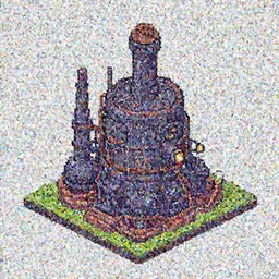 pixelart view of a steam generator, isometric perspective
