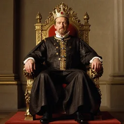 king arnold schwarzenegger on a throne by rembrandt