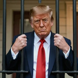nostalgic donald trump dreaming about his previous freedom behind the bars, funny, nostalgic feeling, high-quality, trending on art station.