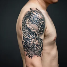a man with a dragon tattoo