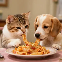 a real life kitten and puppy eating pasta like in lady and the tramp 4k top post on reddit