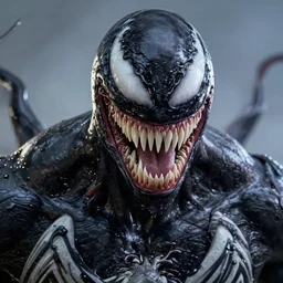 portrait of a venom with heightened detail, poised, intense emotion, detailed facial expression, detailed surroundings, intricate, elegant, highly detailed, centered, digital painting, artstation, concept art, smooth, sharp focus, illustration, by ( leonardo da vinci ), wlop