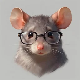 character design portrait of an anthropomorphic furry rat girl with rat ears, wearing medium - sized glasses, looking at us, 4 k, concept art, by wlop, ilya kuvshinov, artgerm, krenz cushart, pixiv.