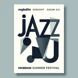 mgbdlln jazz summer festival poster, modern digital art, minimalism, cubism