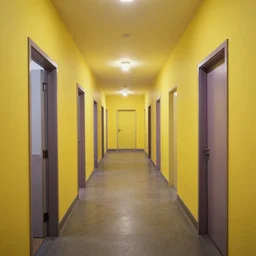 a familier room with endless hallways, yellow walls, airbrush painting, 8 k, detailed, 1 9 8 0 s,
